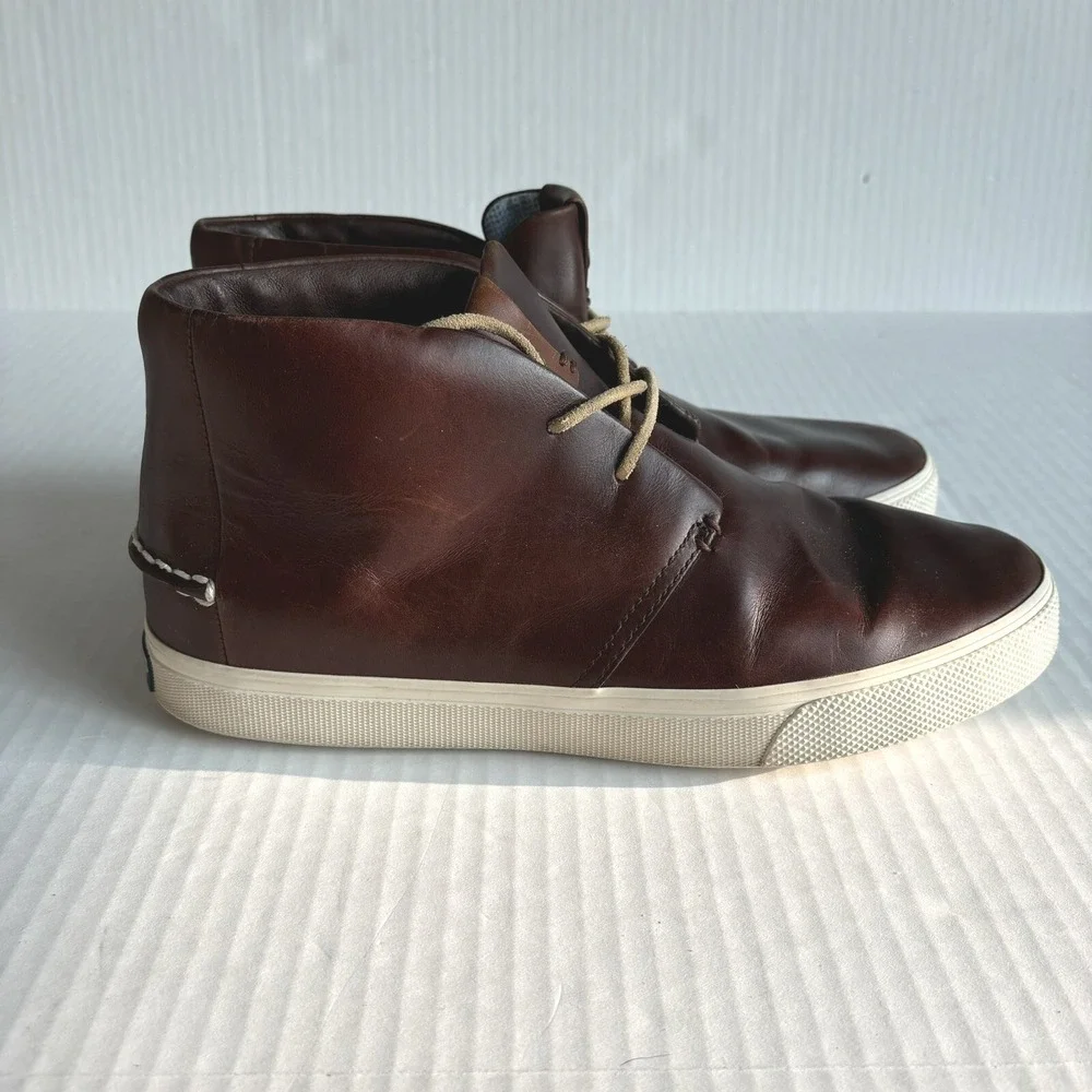 Men's Sperry Striper PlushWave Brown Leather Mid Sneaker Boots‎ Size 9